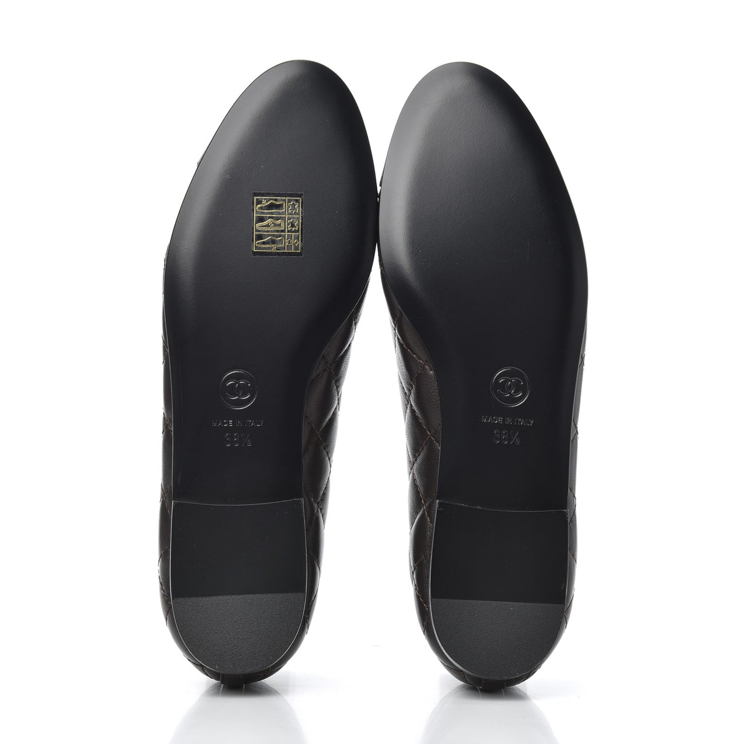 Lambskin Quilted Cap Toe Ballerina Flats 36.5 Dark Brown