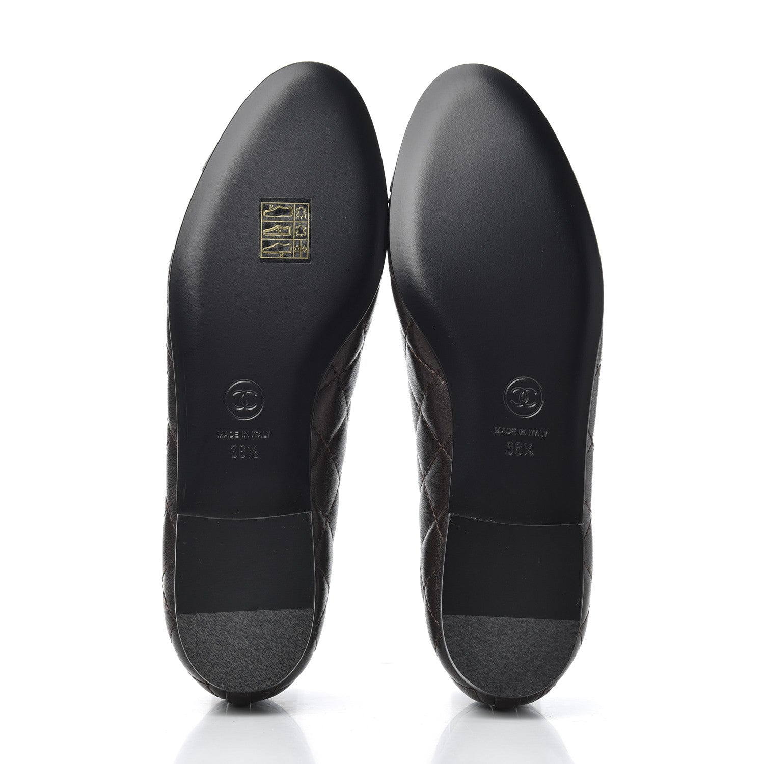 Chanel Lambskin Quilted Cap Toe Ballerina Flats 36.5 Dark Brown 5 of 14