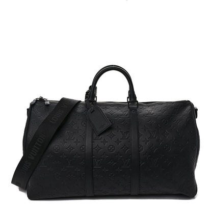 Louis Vuitton Calfskin Shadow Monogram Keepall Bandouliere 50 Black 1 of 10