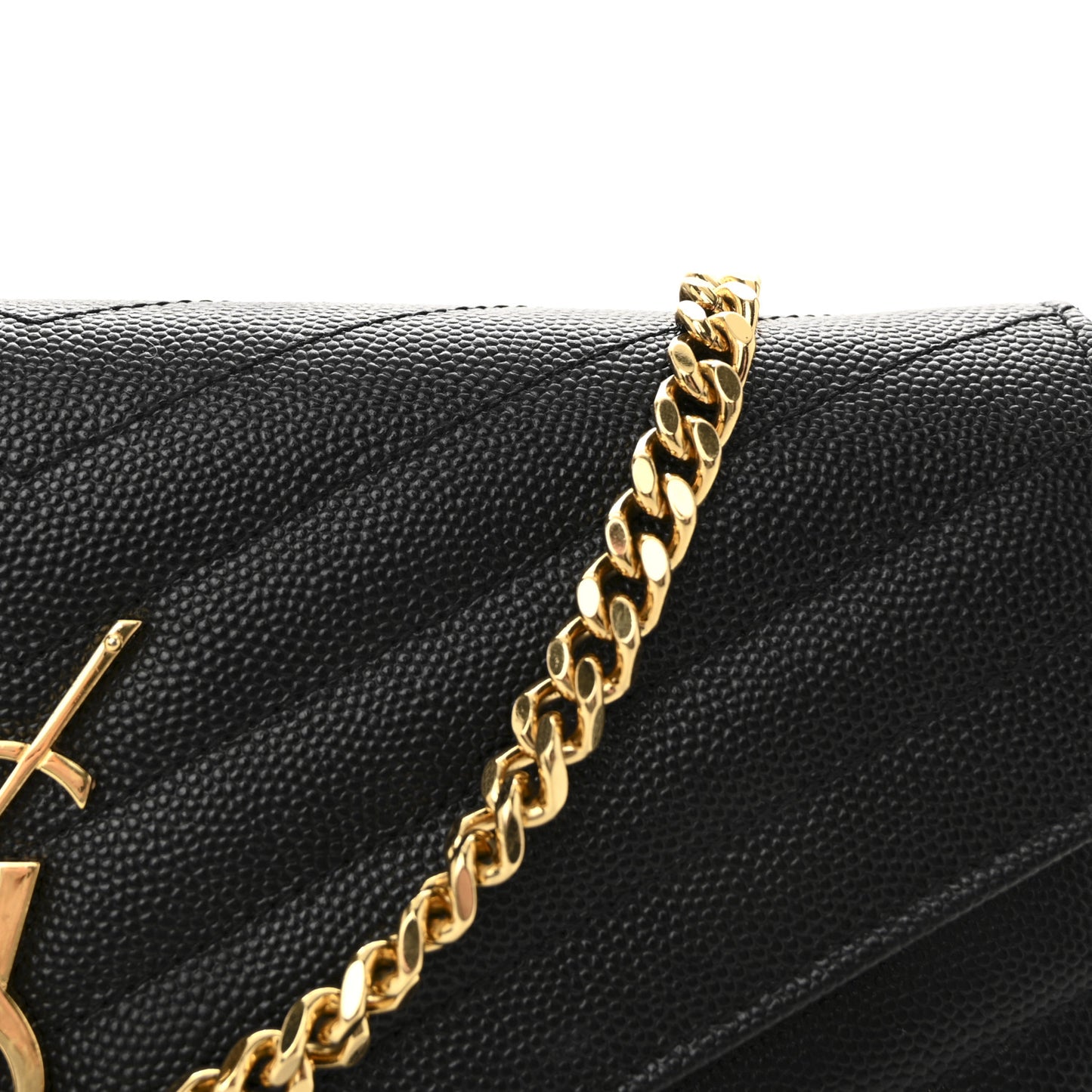 Grain De Poudre Matelasse Chevron Monogram Chain Wallet Black