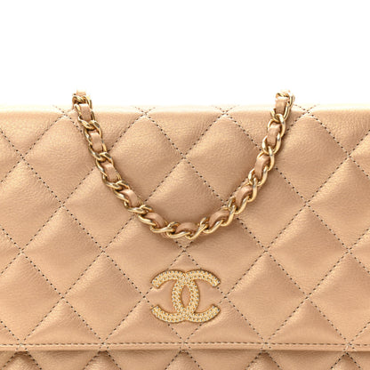 Chanel Metallic Calfskin Quilted Wallet On Chain WOC Gold 8 of 11