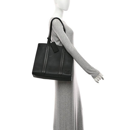 Louis Vuitton Grained Calfskin LV Aerogram Tote Black 2 of 9