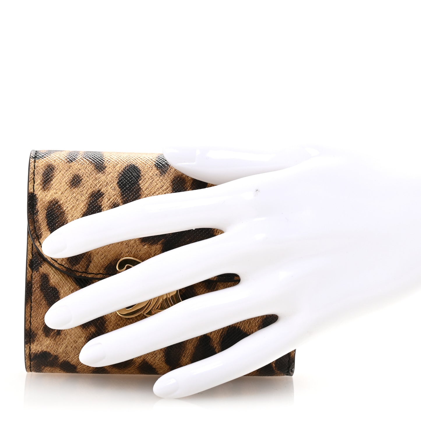 Canvas Leopard Small Triomphe Wallet Tan