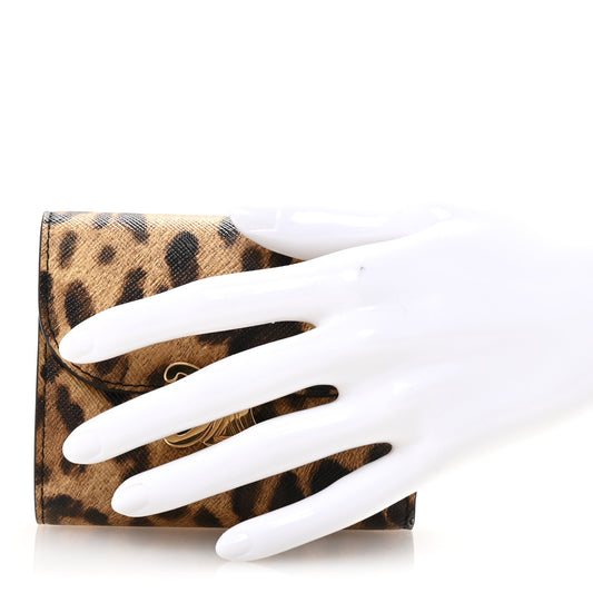 Canvas Leopard Small Triomphe Wallet Tan