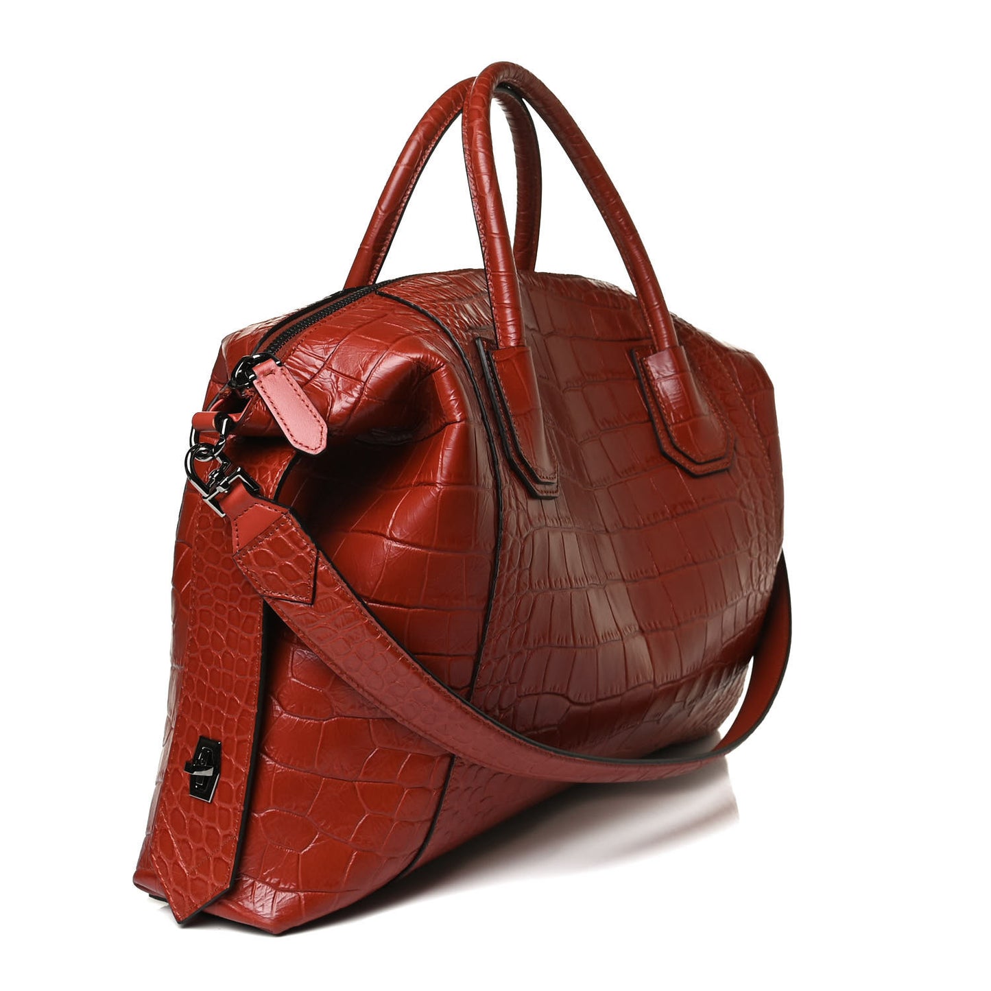 Calfskin Crocodile Embossed Medium Soft Antigona Paprika