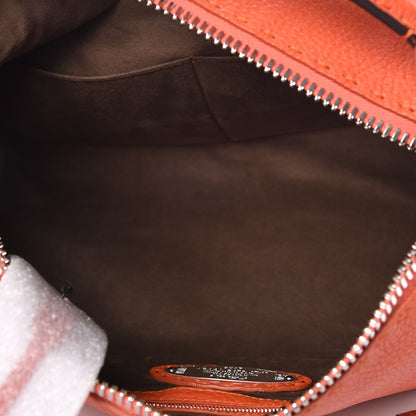 Fendi Calfskin Romano Selleria Lei Boston Tote Dark Orange 6 of 7