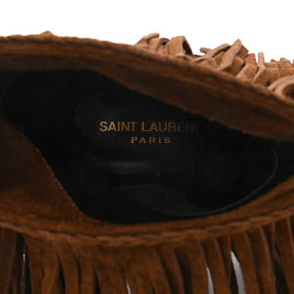 Saint Laurent Suede Fringe Charlotte Ankle Boots 39 Tan 7 of 8