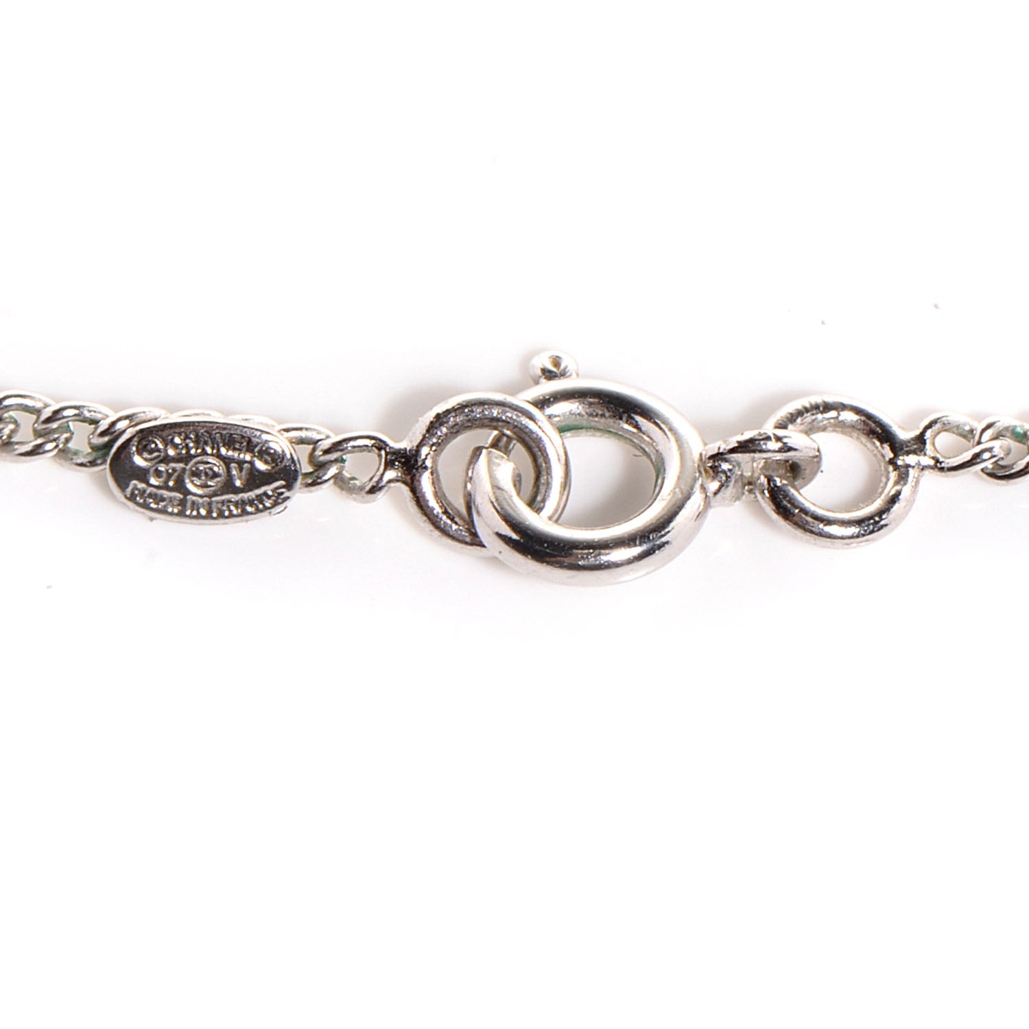 Chanel Crystal CC Timeless Necklace Silver 5 of 6