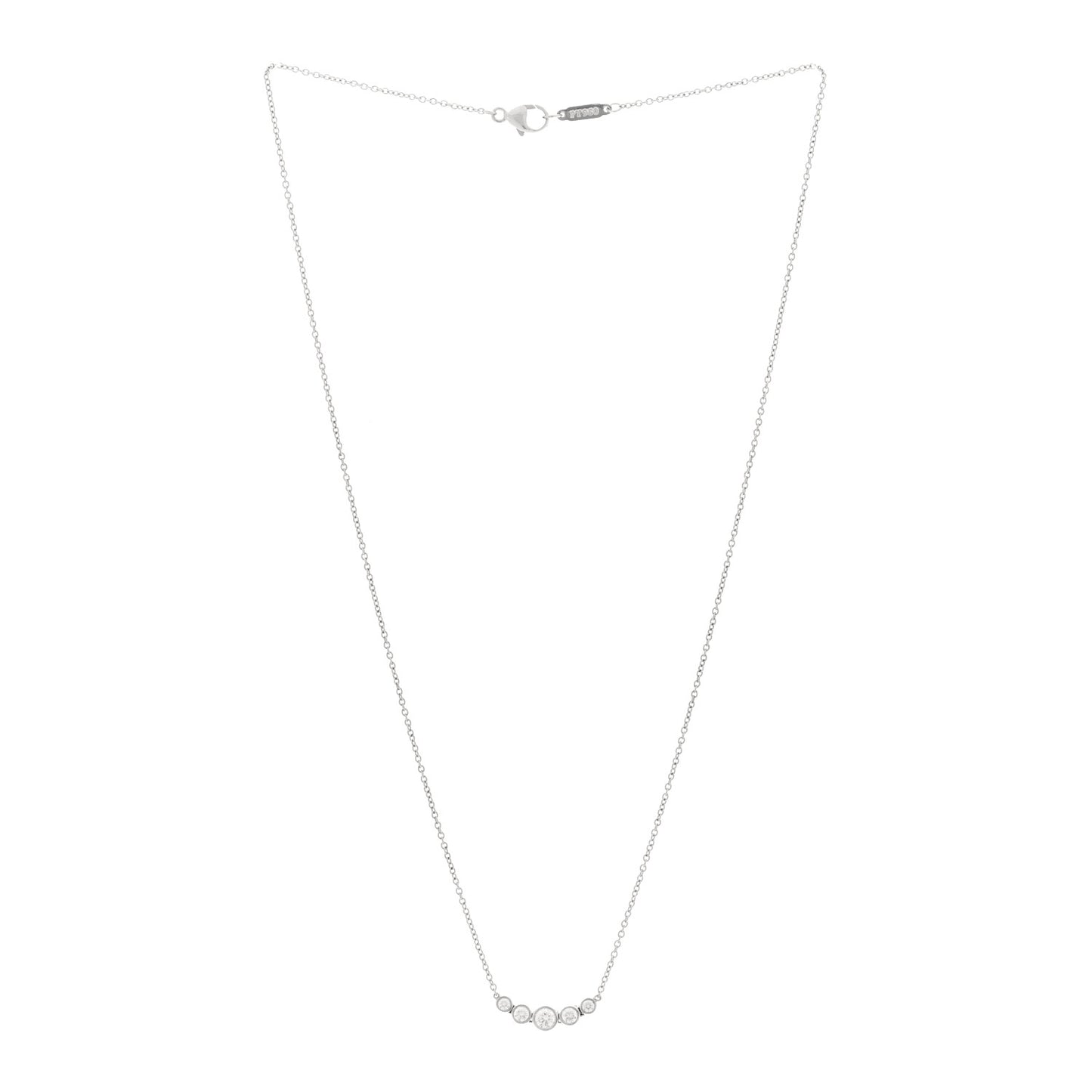 Platinum Diamond Jazz Graduated Pendant Necklace