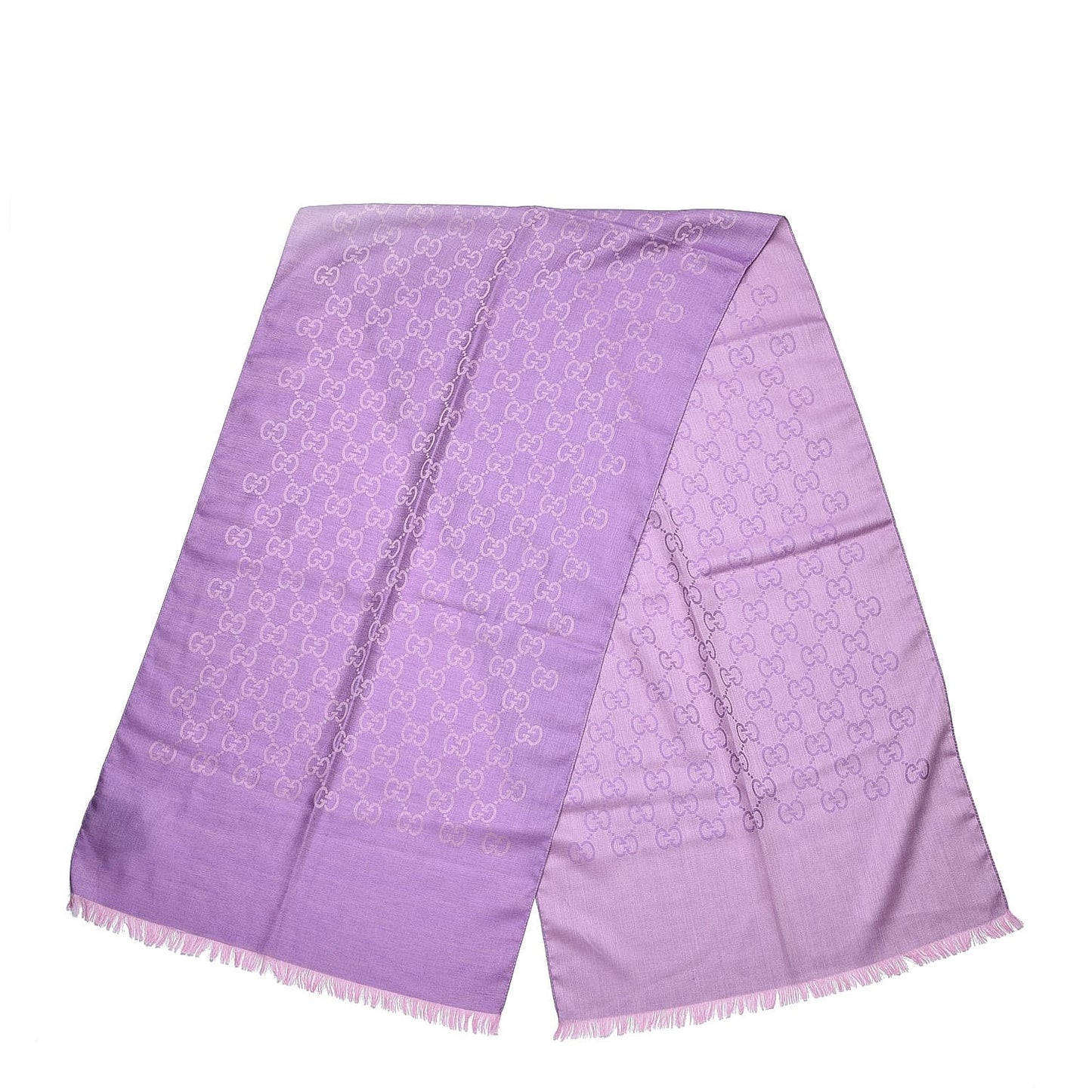 Jacquard Monogram Fringe Scarf Purple