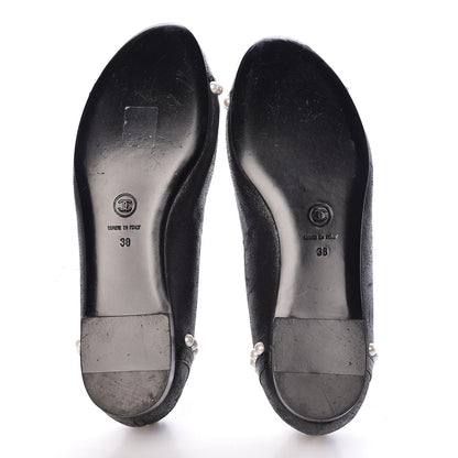 Chanel Iridescent Lambskin Pearl Ballerina Flats 38 Black 8 of 9