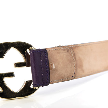 Gucci Calfskin Canvas Web Interlocking G Belt 85 34 Purple 4 of 5