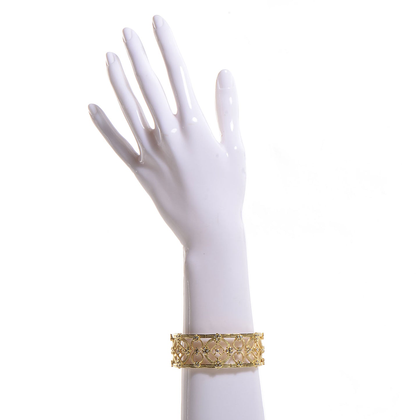 18K Yellow Gold Pave Diamond Garland Cuff