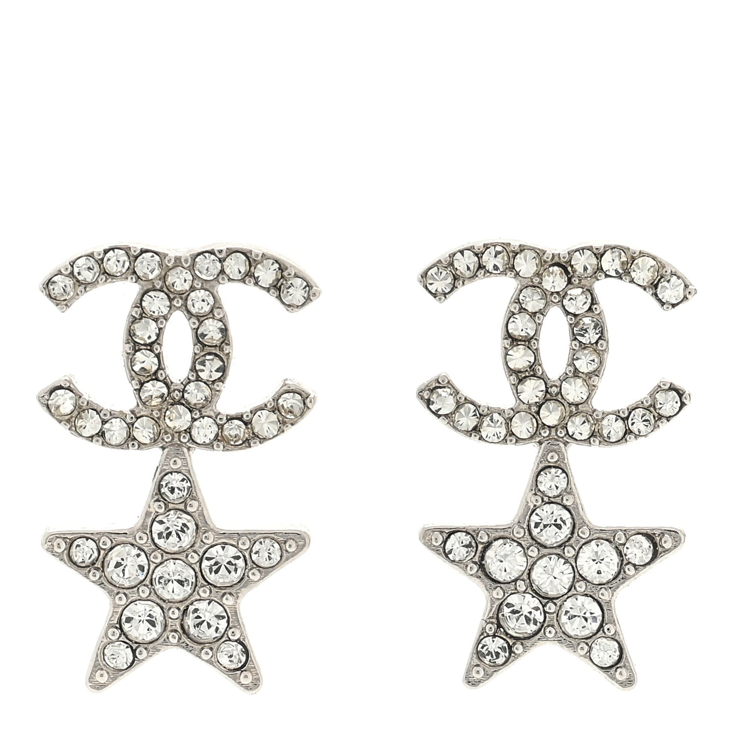 Crystal CC Starfall Drop Earrings Silver
