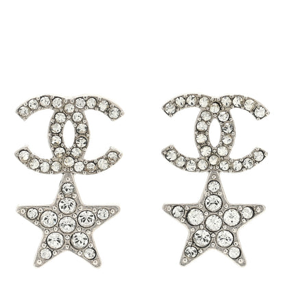 Chanel Crystal CC Starfall Drop Earrings Silver 1 of 4