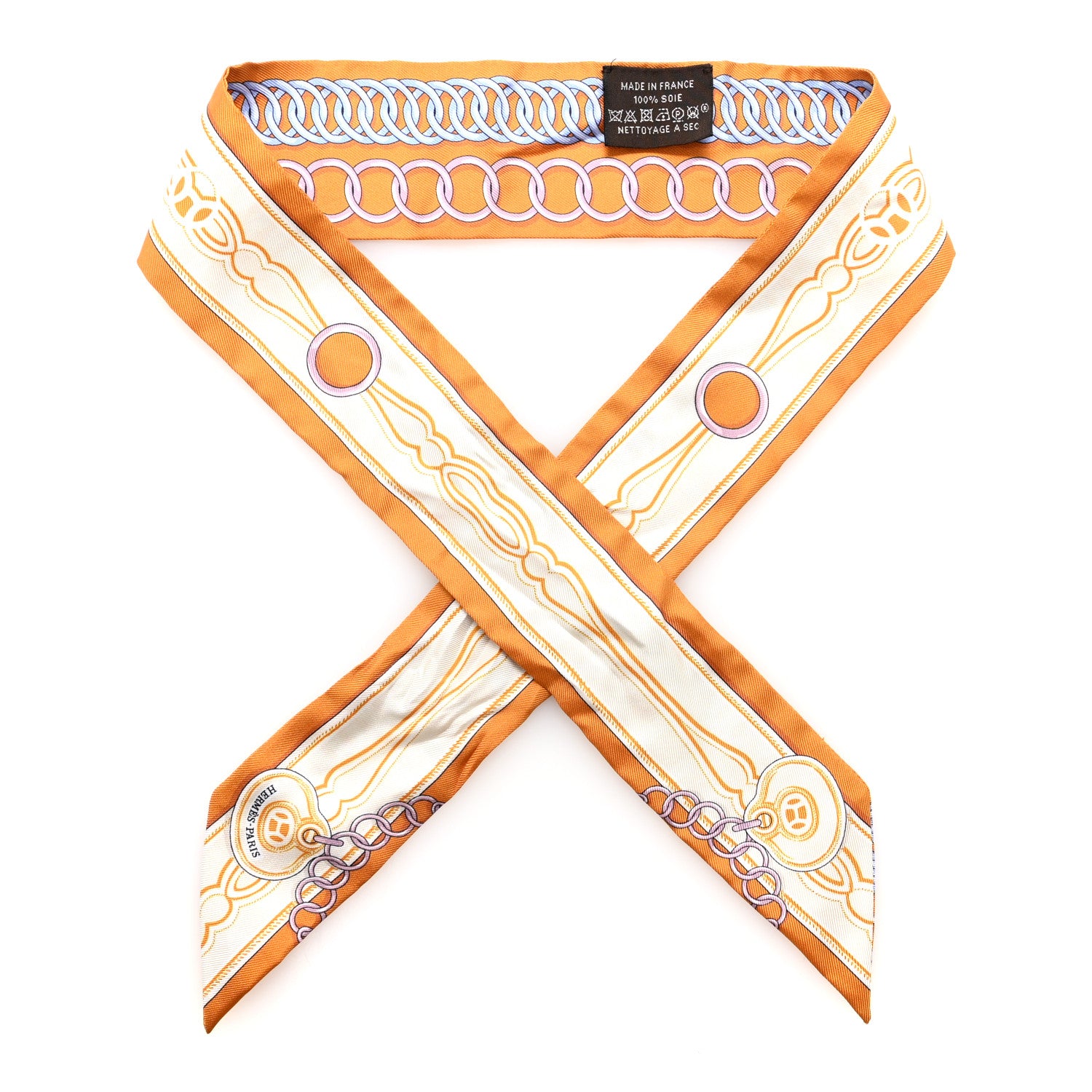 Hermes Silk Maillons Twilly  Orange Vieux Rose Gold 1 of 4