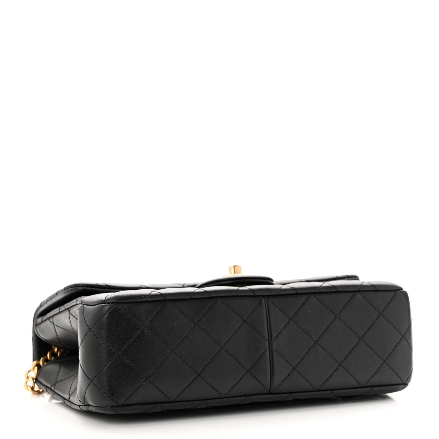 Lambskin Quilted Small Sweet Camellia Flap Black