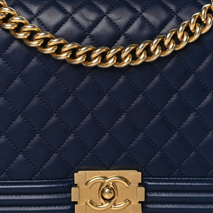 Chanel Lambskin Quilted New Medium Boy Flap Navy 8 of 11