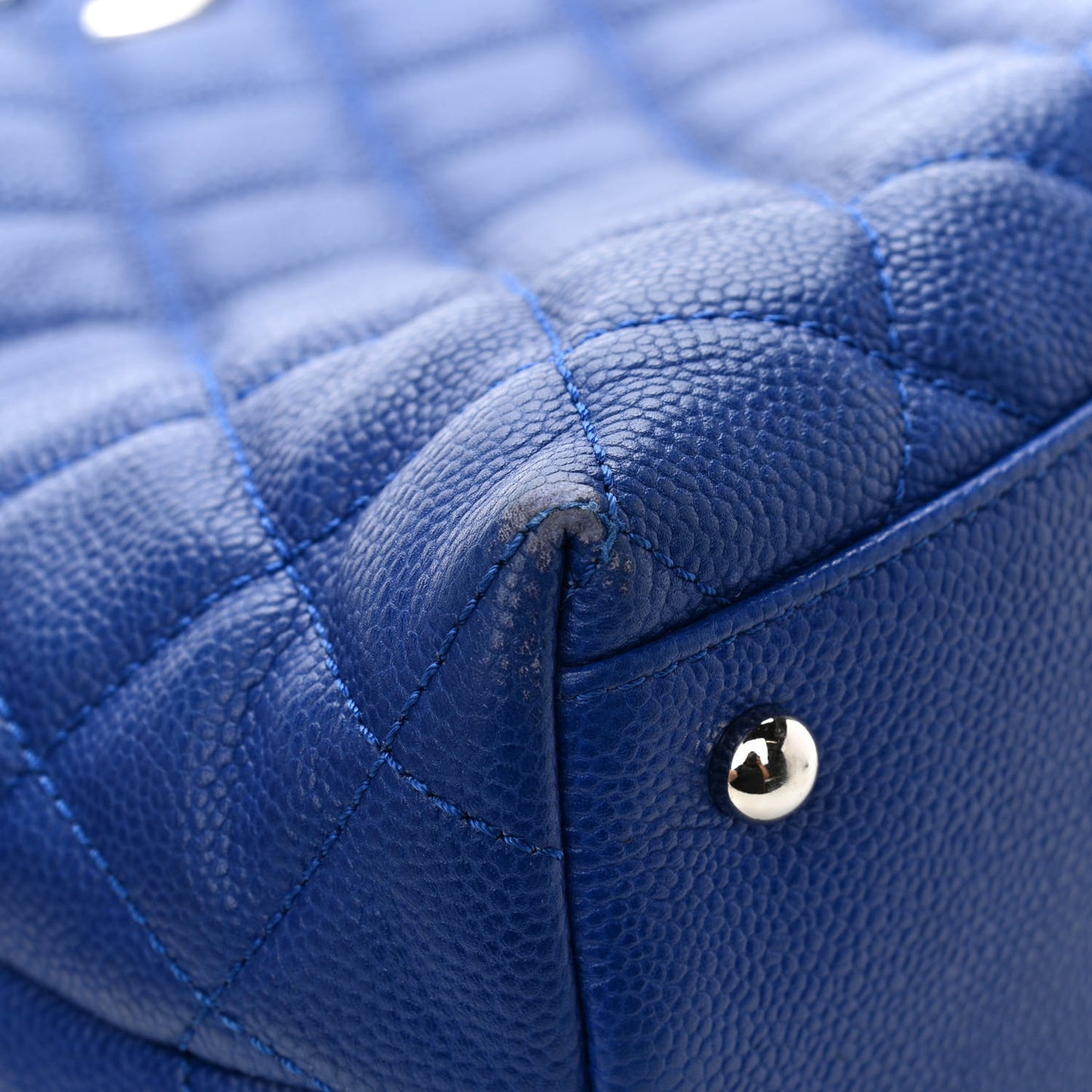 Caviar Quilted Easy Zip Tote Cobalt Blue