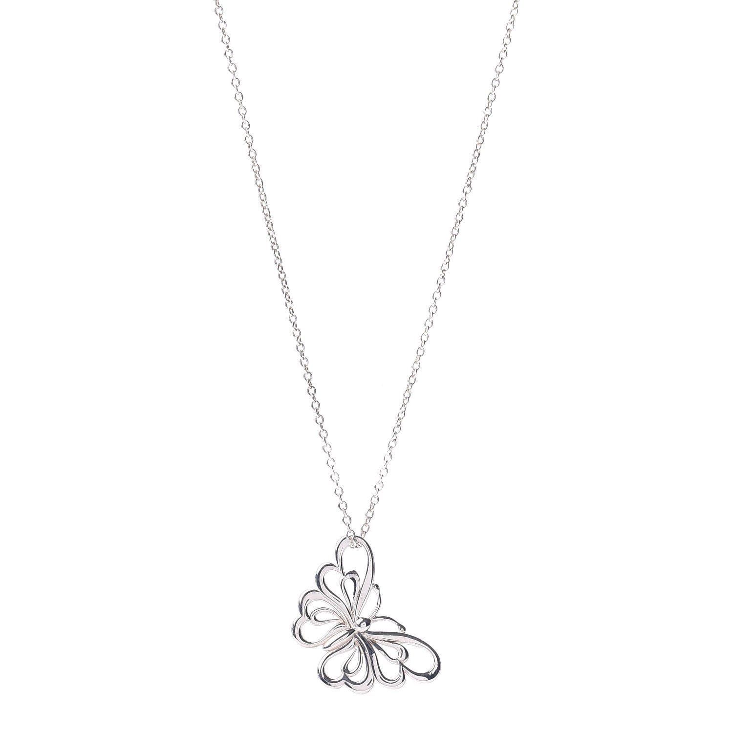 Tiffany Sterling Silver Stencil Butterfly Pendant Necklace 1 of 4