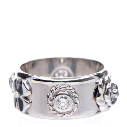 Chanel 18K White Gold Diamond Camellia Band Ring 55 7.25 1 of 4