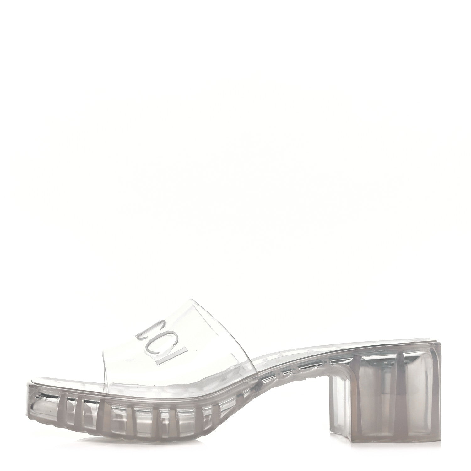 Gucci Rubber Gucci Logo Womens Platform 20/60mm Slide Sandals 38 Transparent 1 of 8