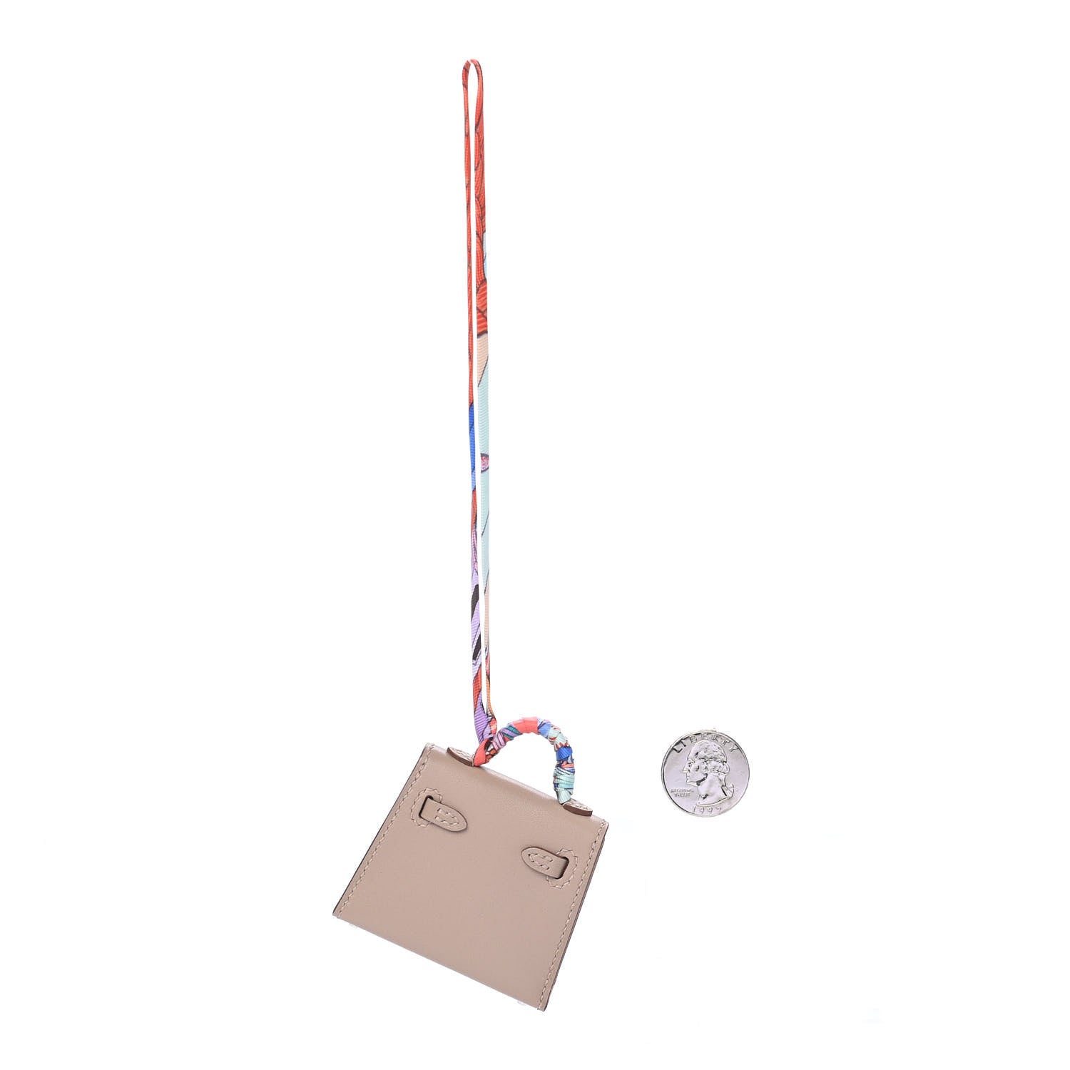Hermes Tadelakt Mini Kelly Twilly Bag Charm Argile 2 of 3