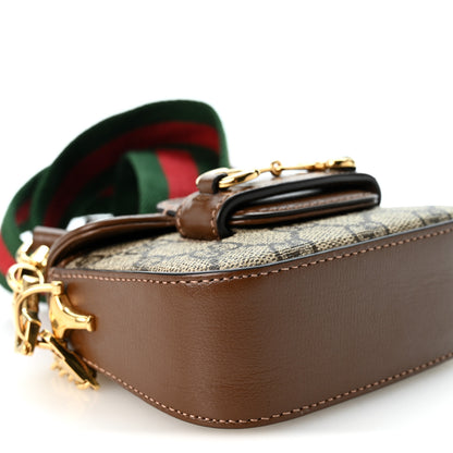 Gucci GG Supreme Monogram Azalea Calfskin Web Horsebit 1955 Wallet On Strap Beige Ebony Brown Sugar 8 of 9