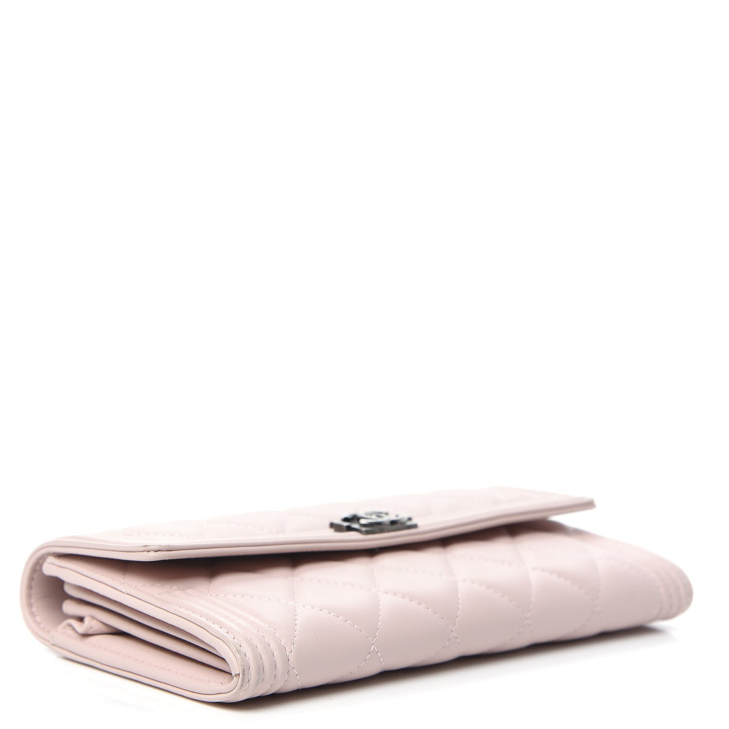 Chanel Grained Shiny Calfskin Quilted Boy Flap Wallet Light Pink 4 of 12