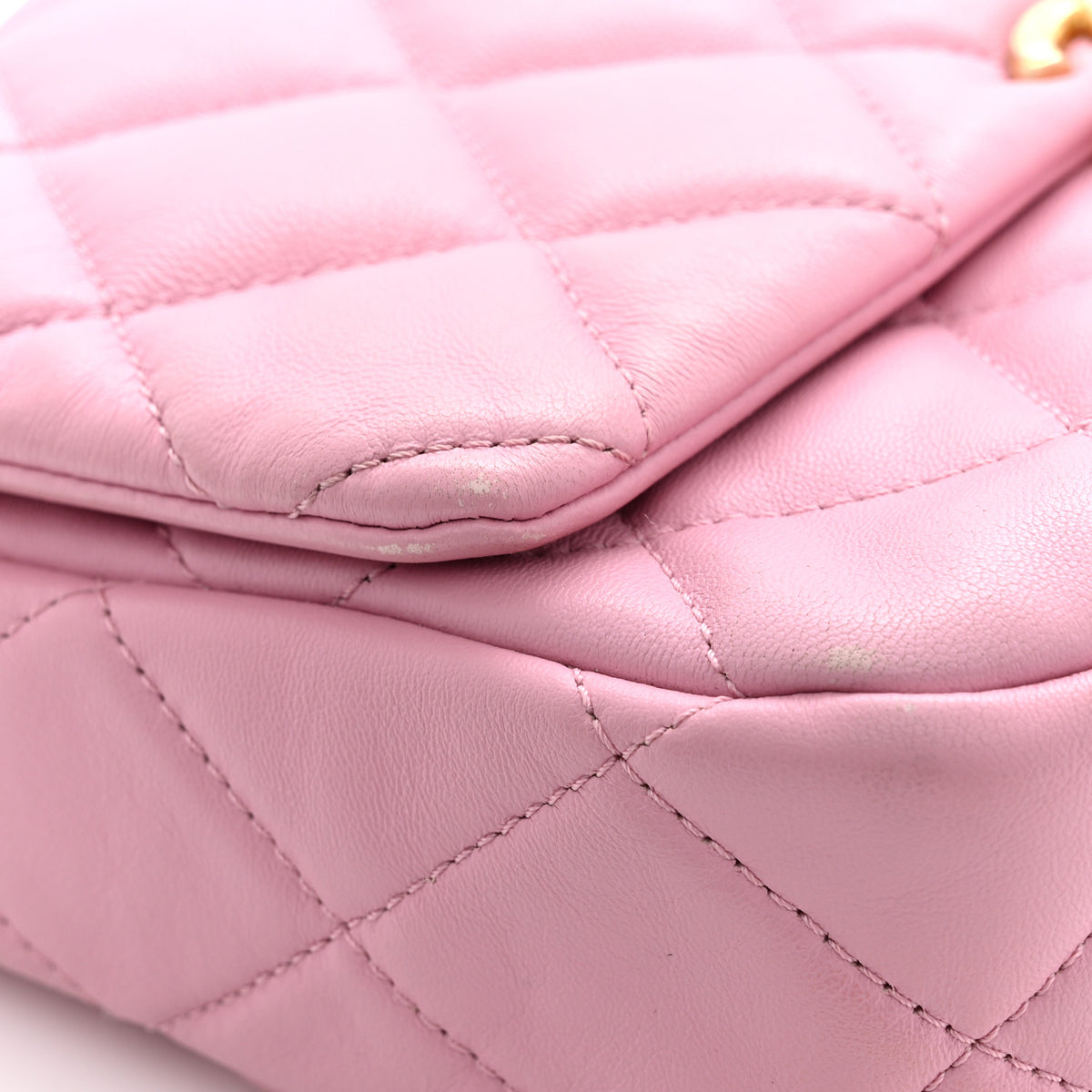 Chanel Lambskin Quilted Small Lacquered Chain Flap Pink 12 of 12