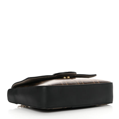 Fendi Glazed Fabric Vitello Century FF 1974 Stamp Patch Mini Double F Crossbody Bag Mogano Panna Black 3 of 10