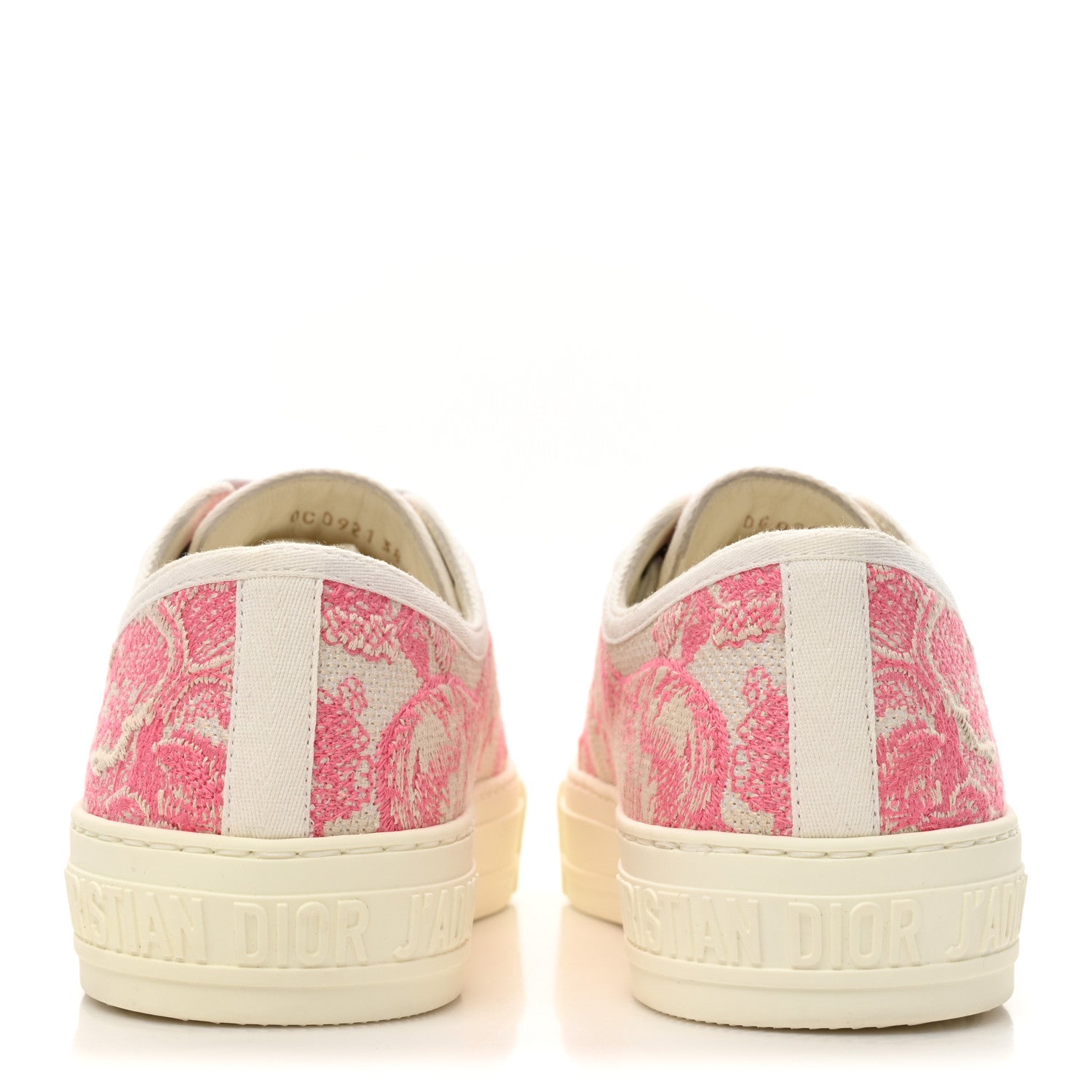 Christian Dior Canvas Toile De Jouy Embroidered Womens Walk'N'Dior Low Top Sneakers 38 Off-White Pink 4 of 12