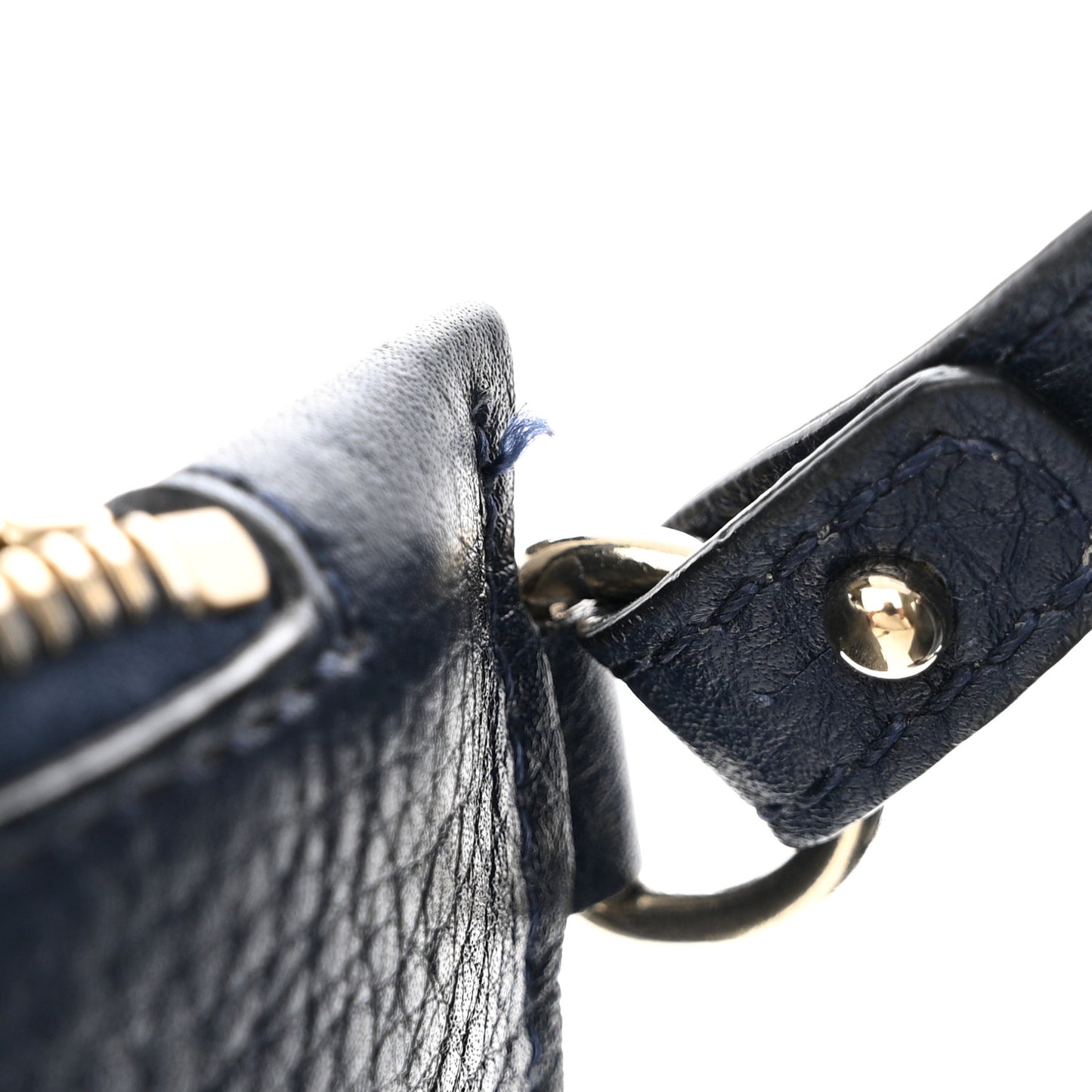 Pebbled Calfskin Small Rockstud Bucket Bag Navy
