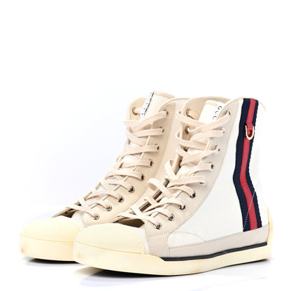 Gucci Calfskin Womens Web High Top Sneakers 38 White 3 of 9