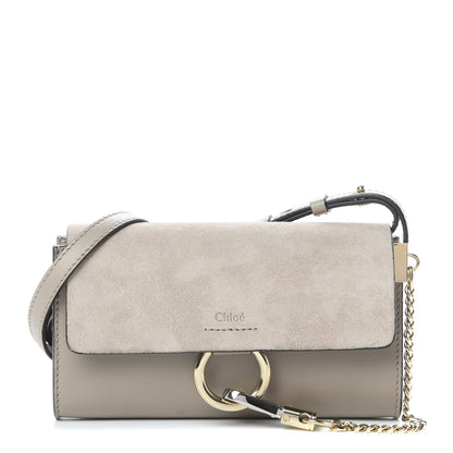 Chloe Suede Calfskin Mini Faye Shoulder Bag Motty Grey 1 of 11