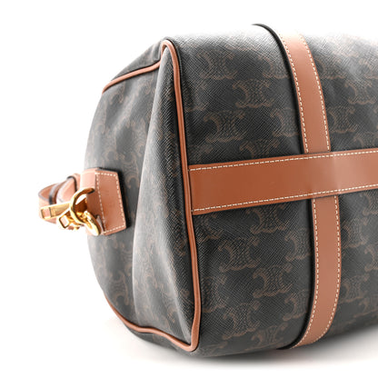Celine Triomphe Canvas Calfskin Boston Bag Tan 9 of 10