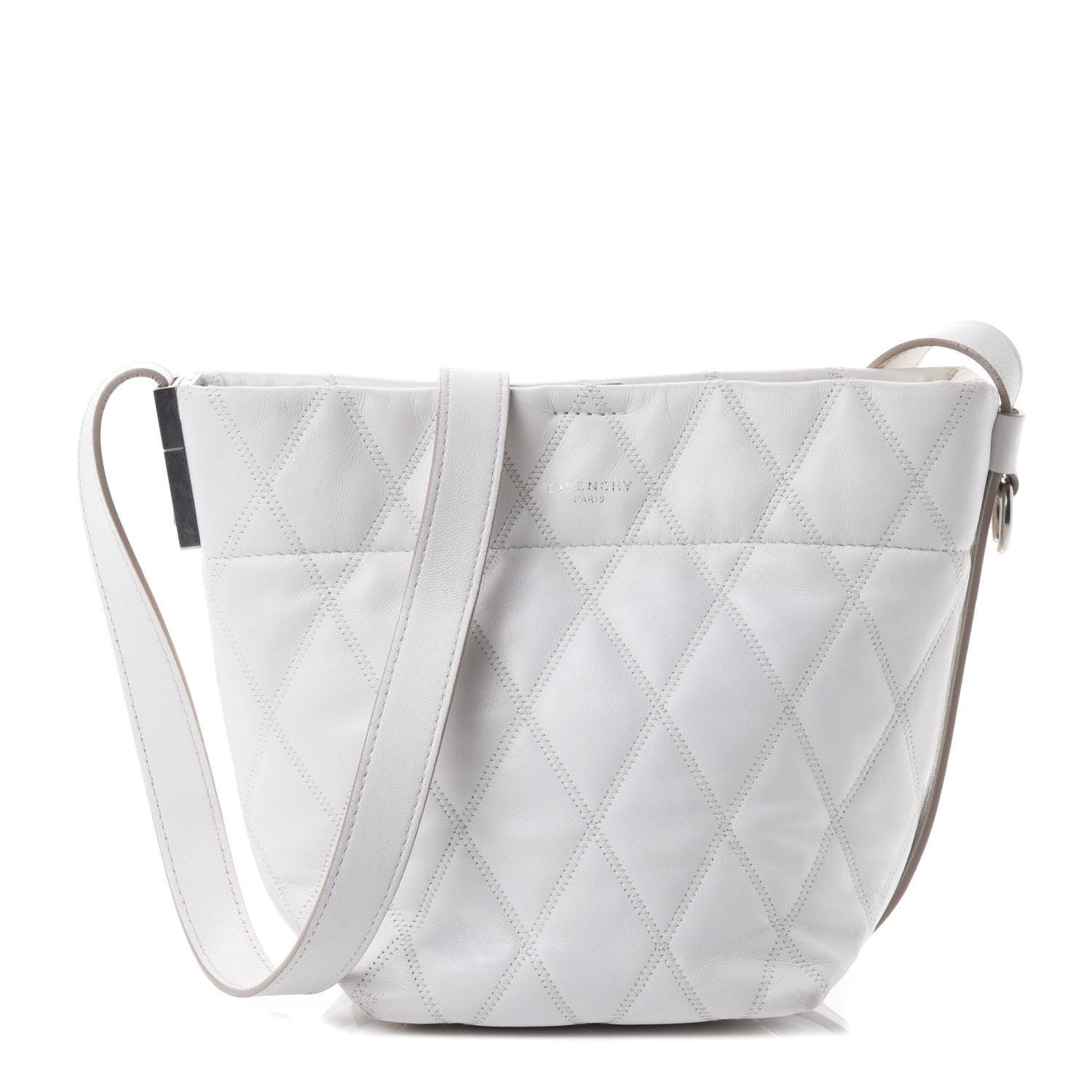 Givenchy Lambskin Quilted Mini GV Bucket Bag White 1 of 5
