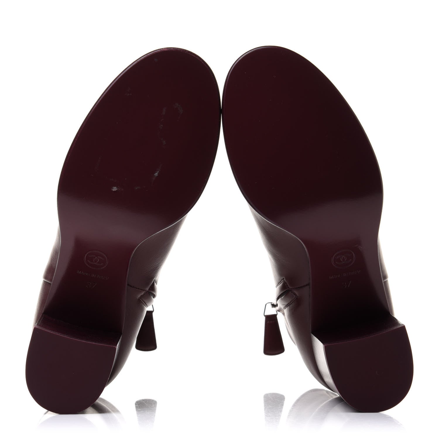 Chanel CC Ankle Boots 37 Burgundy 5 of 10