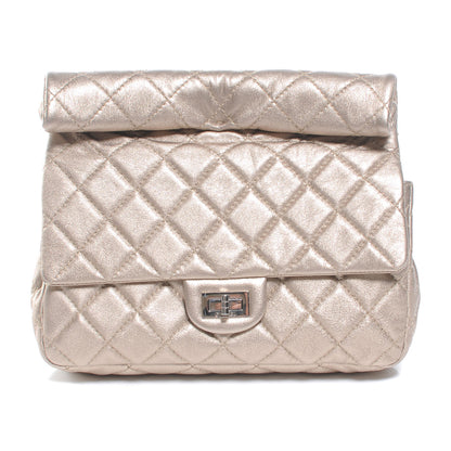 Chanel Calfskin Quilted Roll Clutch Metallic Gold 1 of 8