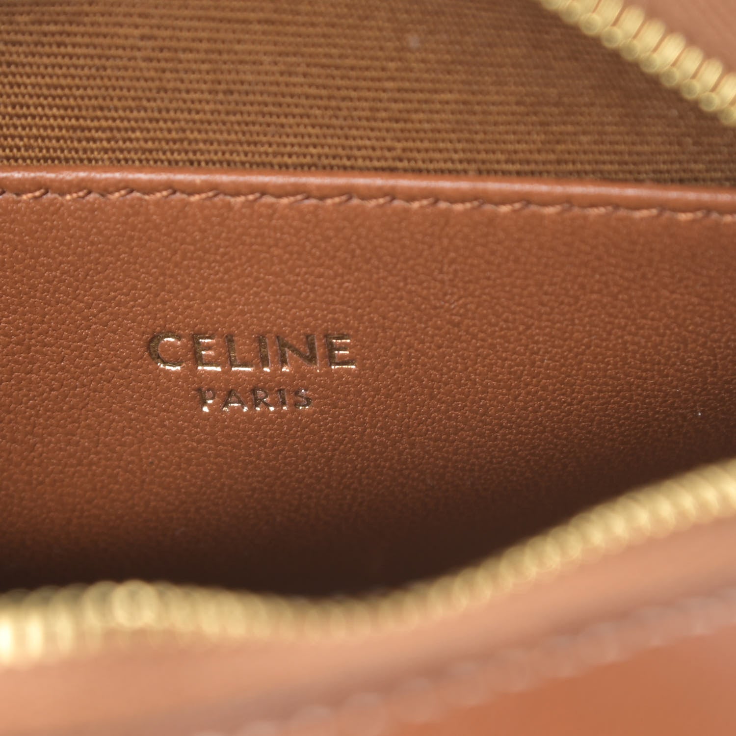 Celine Triomphe Canvas Embroidered Logo Round Purse On Strap Black Tan 6 of 10