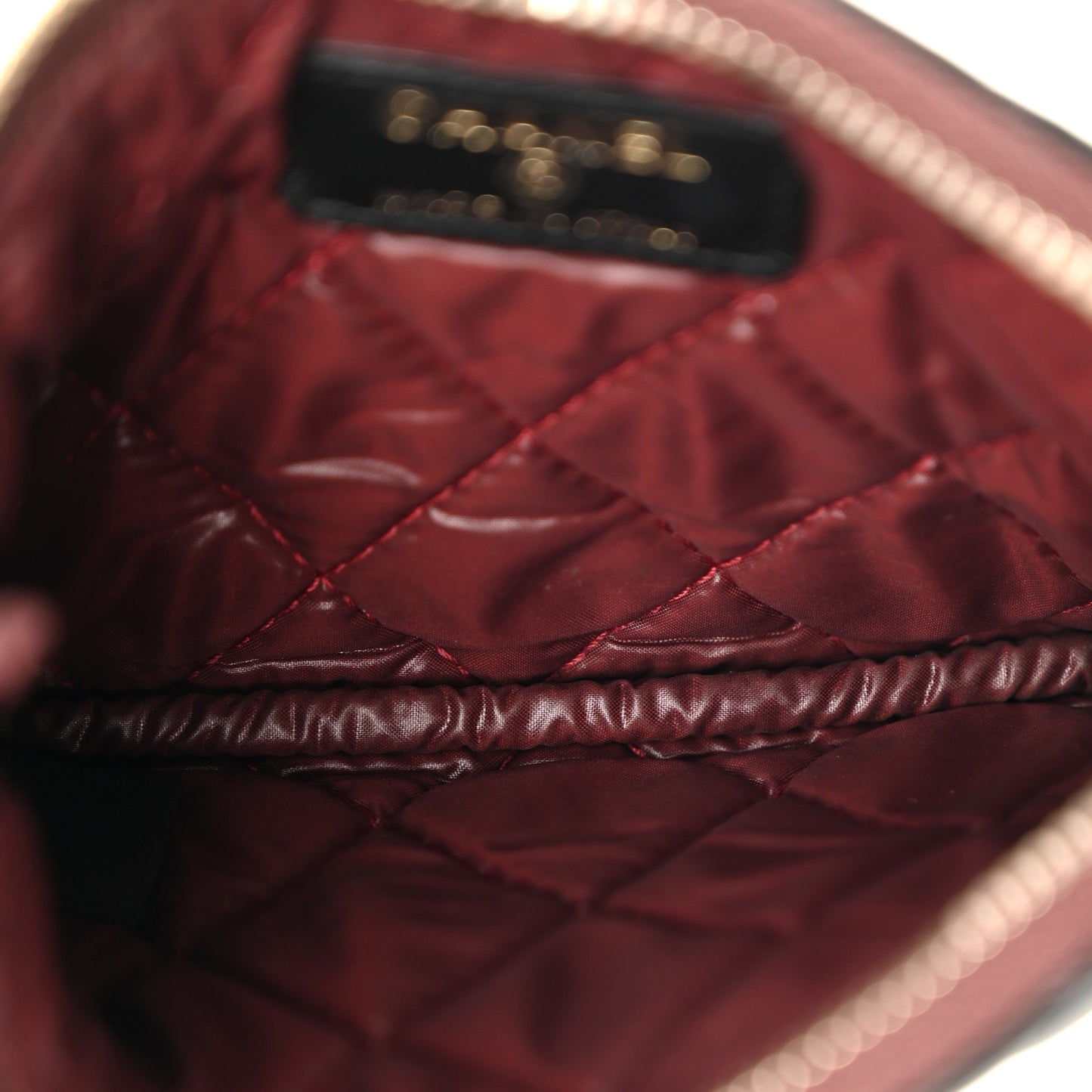 Lambskin Quilted Small Cosmetic Case Black