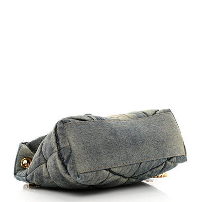 Saint Laurent Denim Quilted Small Loulou Puffer Monogram Chain Satchel Blue Cinnamon 4 of 9