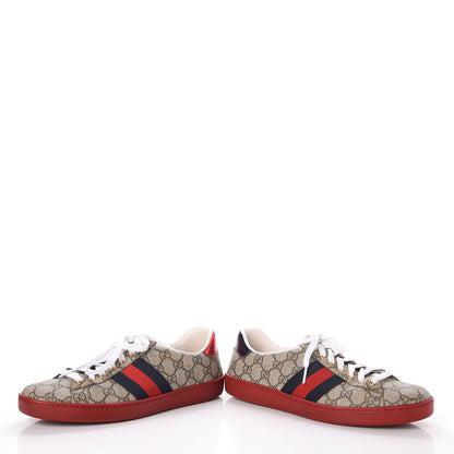 Gucci GG Supreme Monogram Ayers Web Mens New Ace Sneakers 8 Beige Red 6 of 14