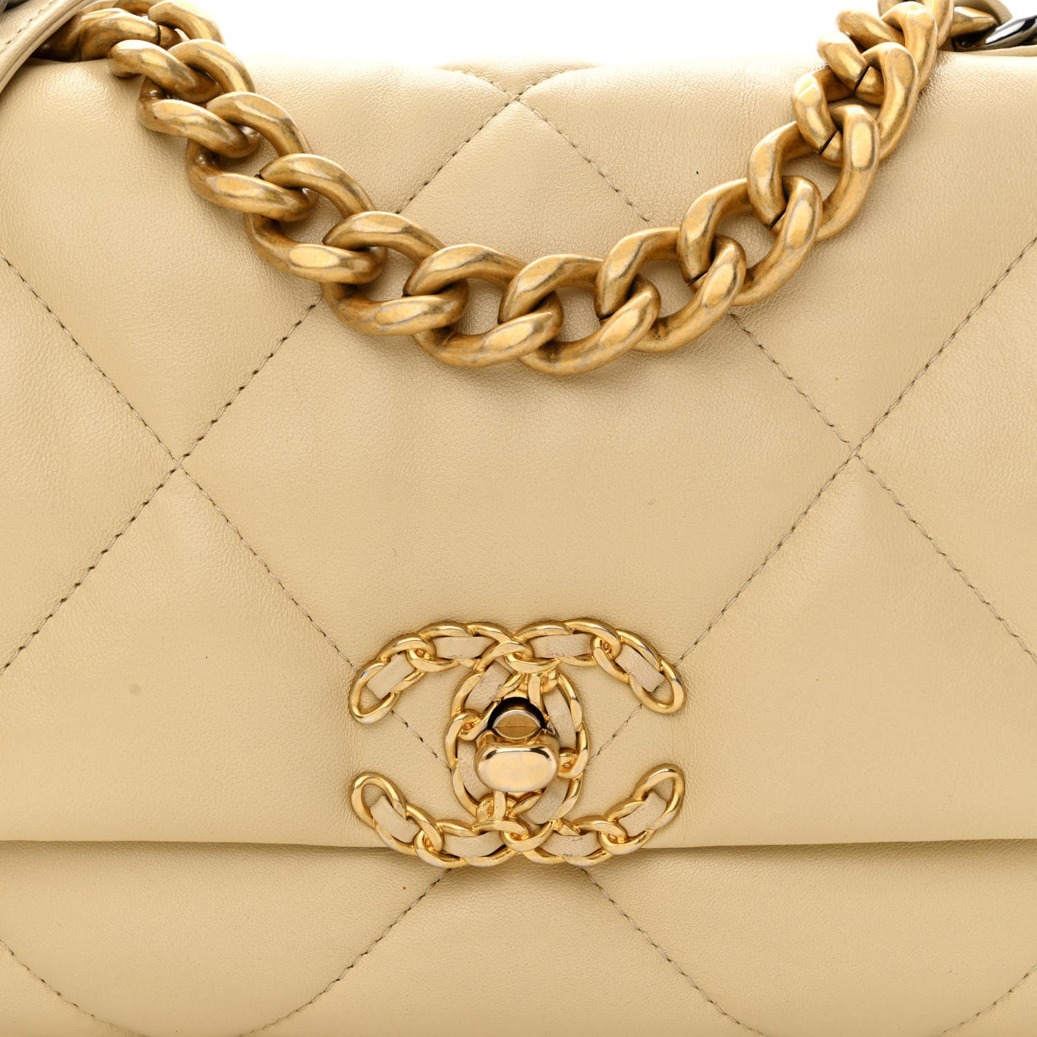 Chanel Lambskin Quilted Medium Chanel 19 Flap Beige 8 of 11