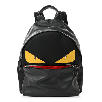 Fendi Nylon Vitello Liberty Vitello Dolce Monster Eyes Rounded Backpack Black Sunflower 1 of 13