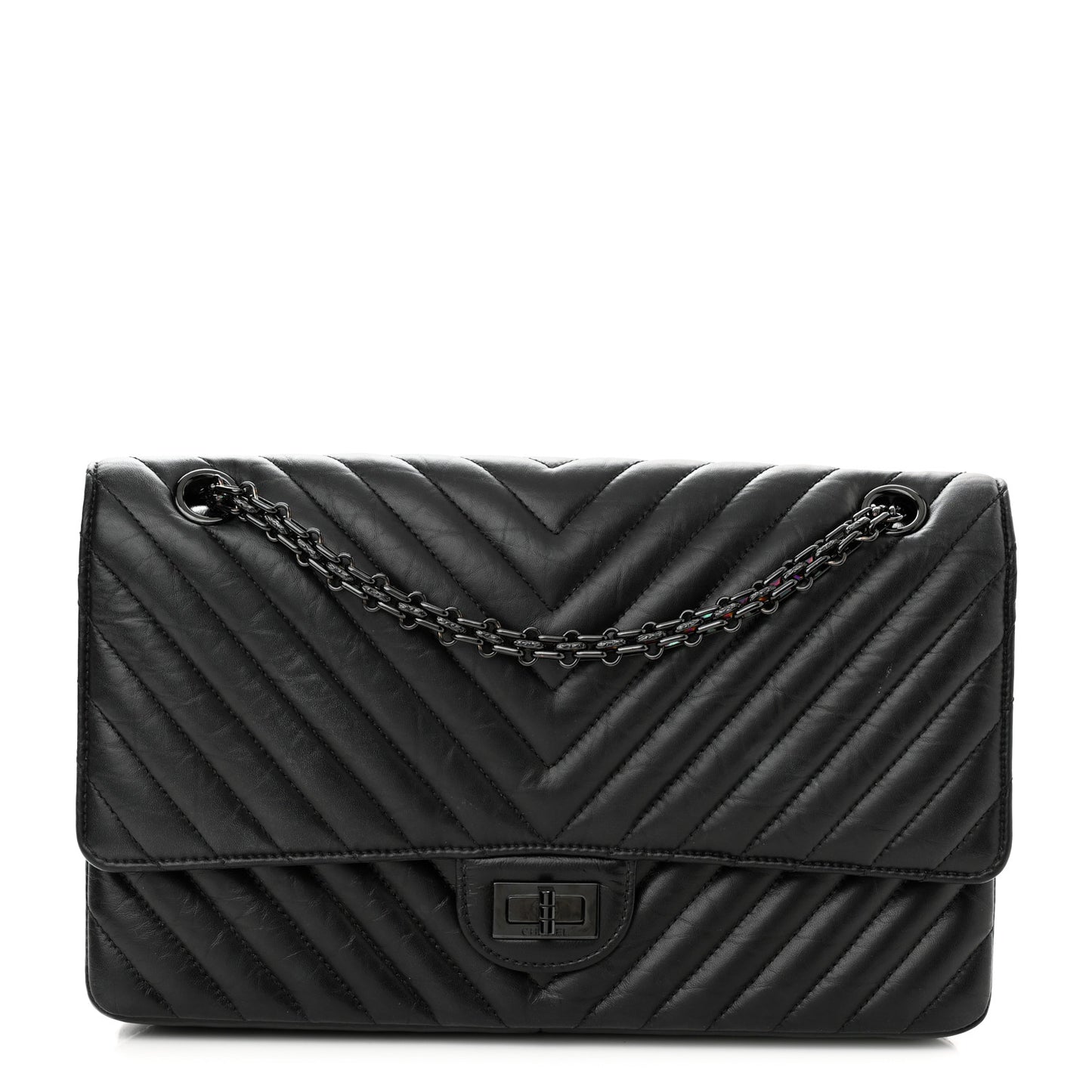 Aged Calfskin Chevron Quilted 2.55 Reissue 226 So Black