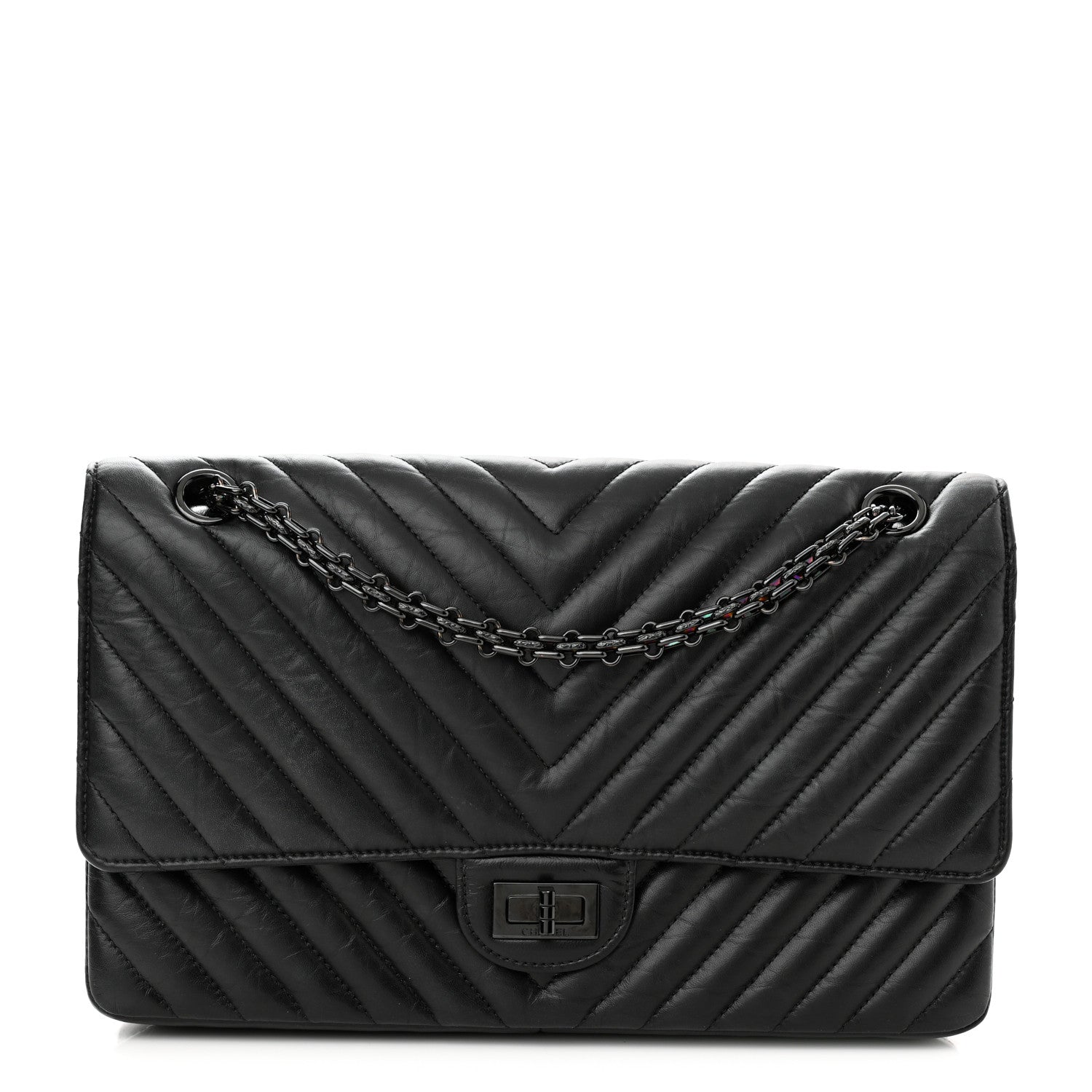 Chanel Aged Calfskin Chevron Quilted 2.55 Reissue 226 So Black 1 of 10