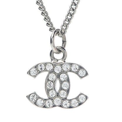 Chanel Crystal CC Necklace Silver 4 of 5