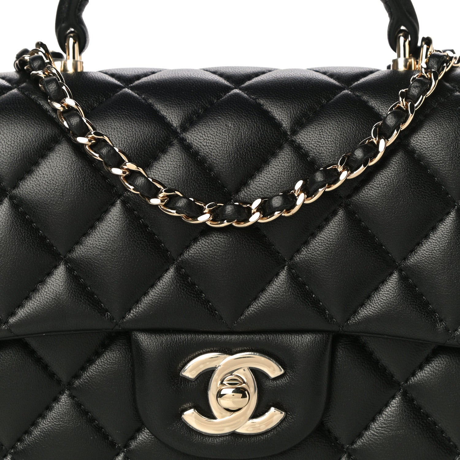 Chanel Lambskin Quilted Mini Top Handle Rectangular Flap Black 7 of 11