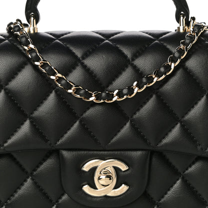 Chanel Lambskin Quilted Mini Top Handle Rectangular Flap Black 7 of 11